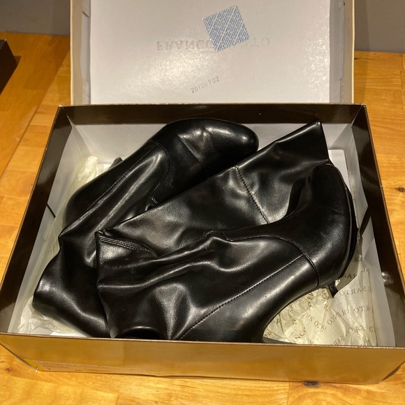 Franco Sarto Womens Knee High Boots Heels Shoes Size 7 Black Pull on Round Toe - Picture 6 of 7